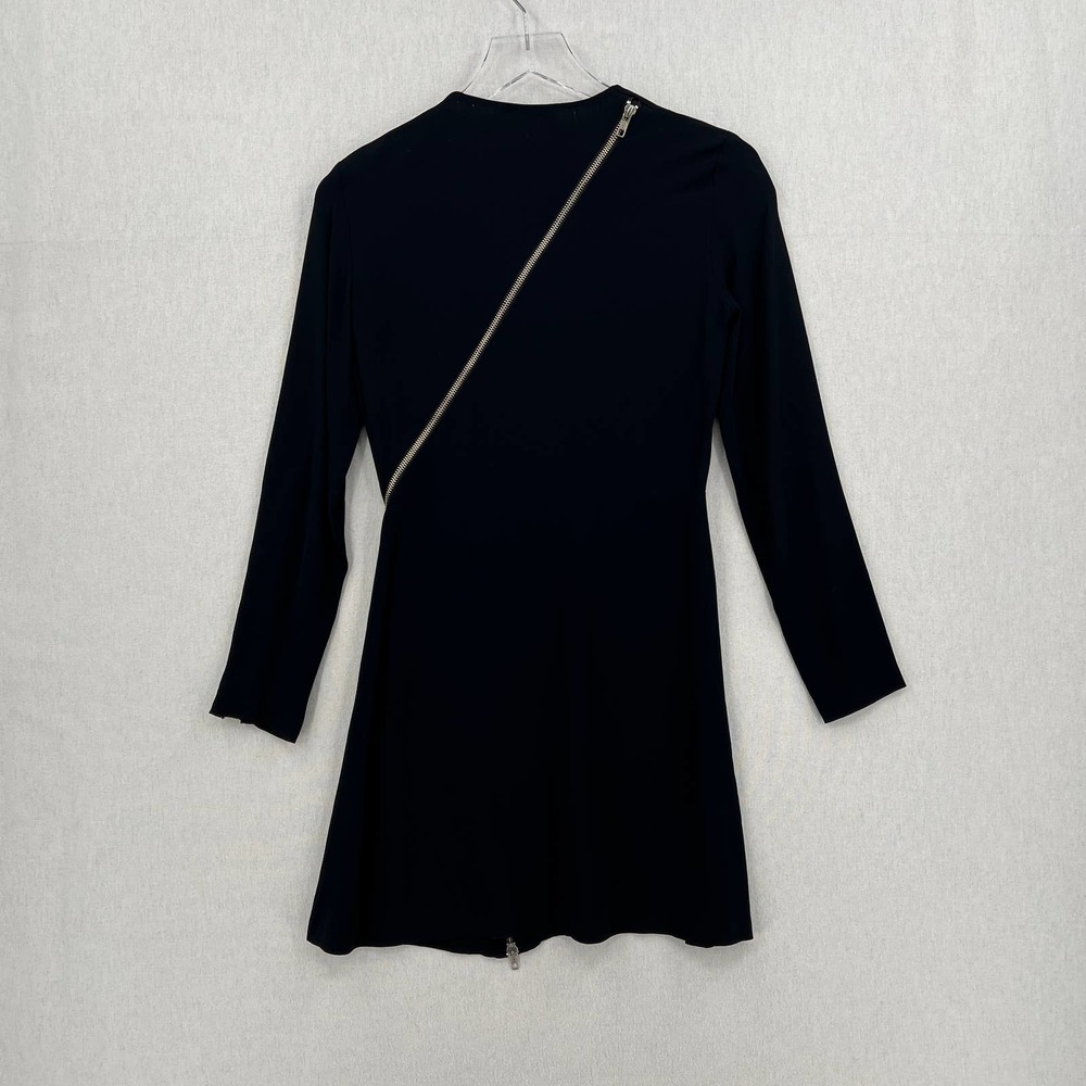 A.L.C. Dress Womens 0 Black Miro Viscose Blend Zipper Accent Mini Fit Flare Crew - Picture 5 of 14